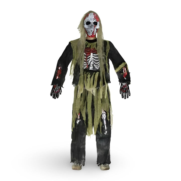 Kids' Halloween Zombie Skeleton Costume with Mask and Gloves for Scary Party Dress-Up