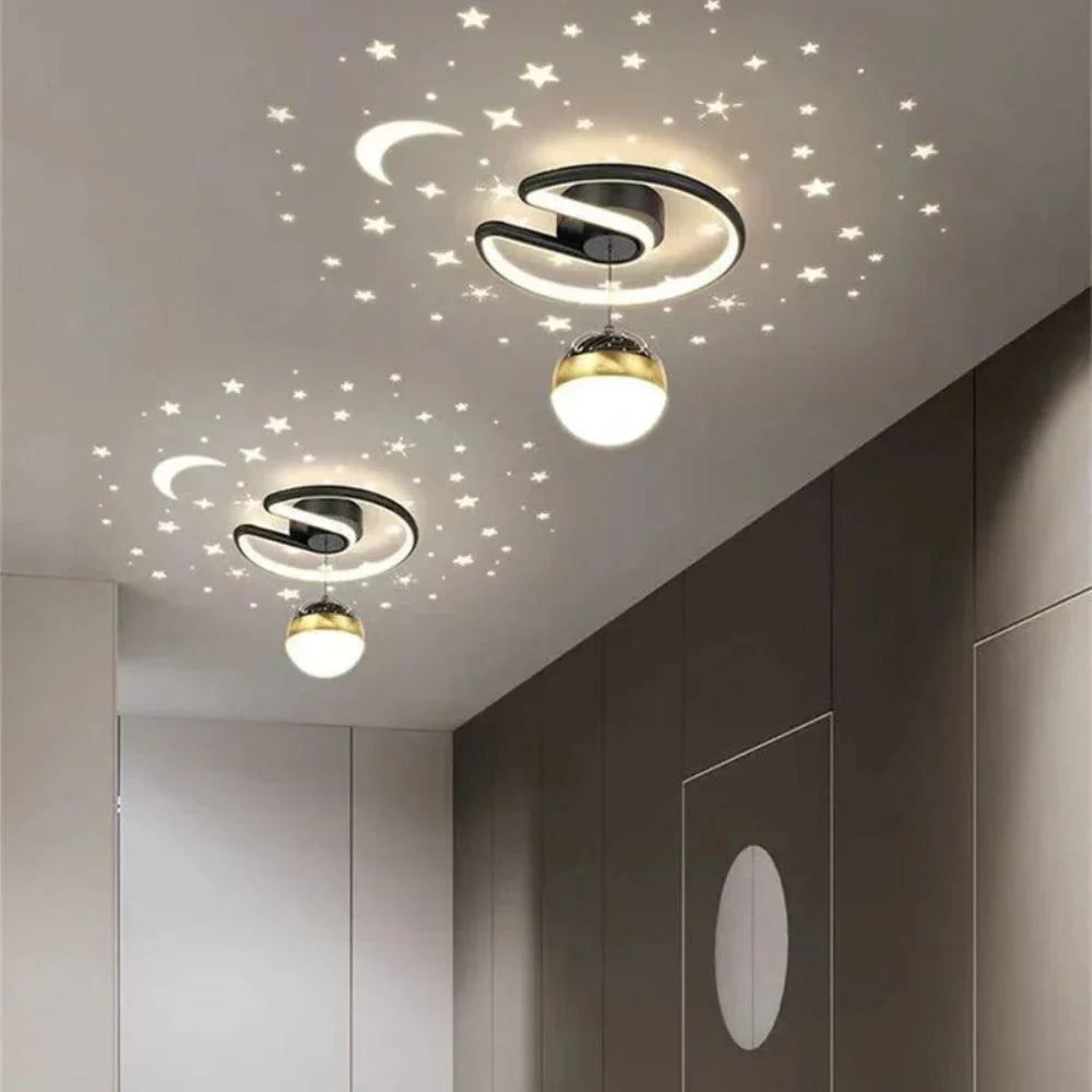 Kids' LED Ceiling Light with Star Projection and Dimmable Semi Flush Design for Bedroom