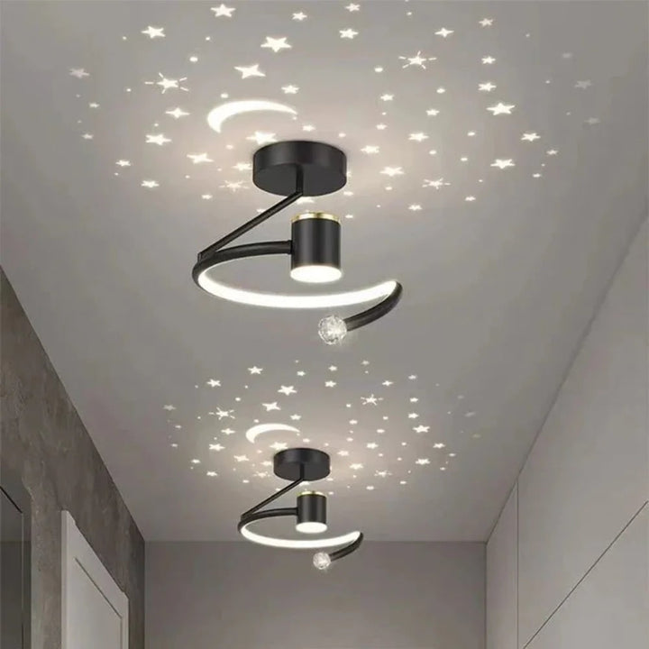 Kids' LED Ceiling Light with Star Projection and Dimmable Semi Flush Design for Bedroom