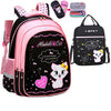 Kids' Lunch Box Backpack Set with Matching Pencil Case Cartoon Cat Print Waterproof and Bag Combo