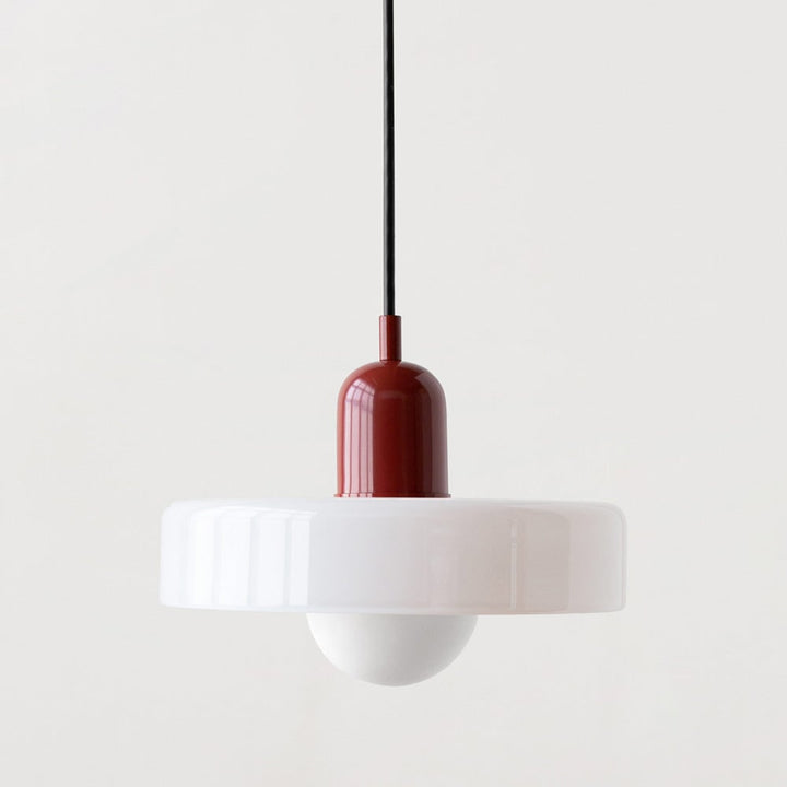 Kitchen Pendant Light Fixture with Adjustable Cord and Glass Disc Shade for Living Room