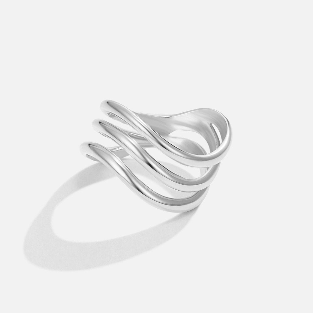 Elegant layered ring in silver