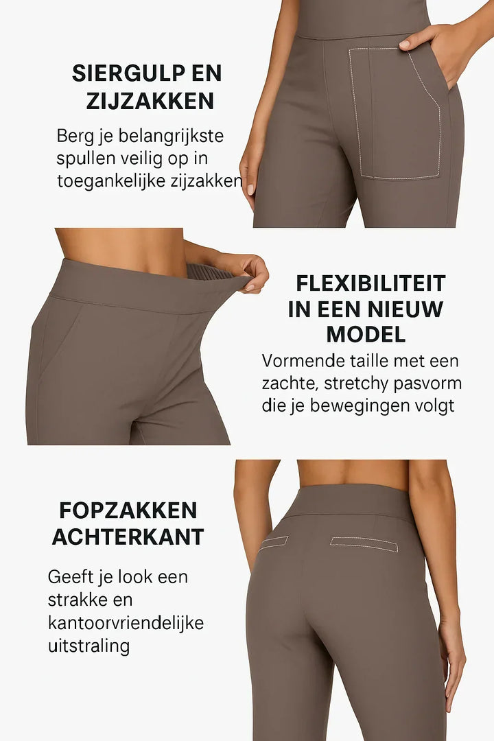 Women's High-Waisted Stretch Trousers – Comfortable Pull-On Trousers