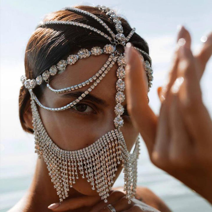 Sparkling Veil Mask | Masquerade Face Jewellery