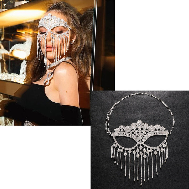 Sparkling Veil Mask | Masquerade Face Jewellery