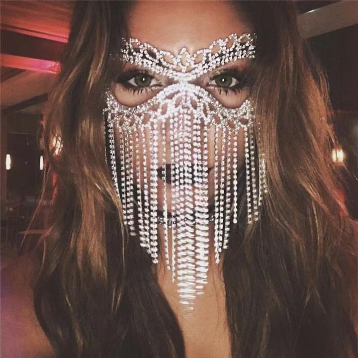 Sparkling Veil Mask | Masquerade Face Jewellery