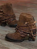 Braided Suede Lace-Up Ankle Boots