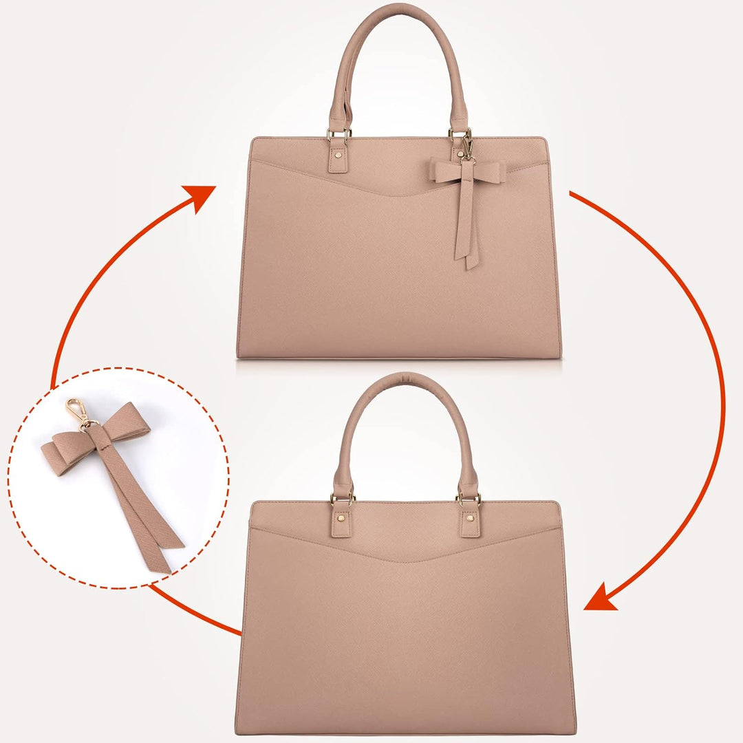 Waterproof PU Leather Laptop Bag with Multifunctional Design for Women