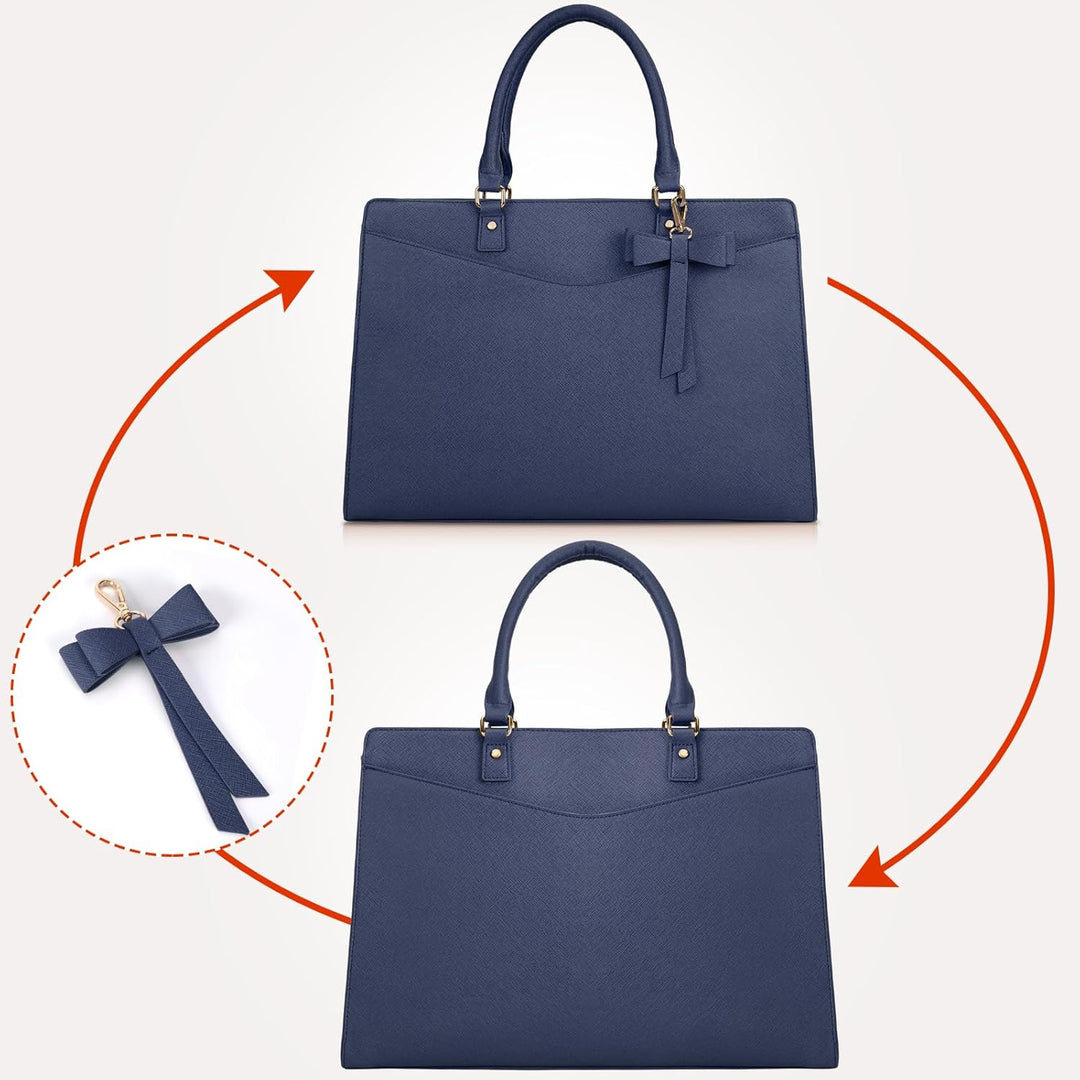 Waterproof PU Leather Laptop Bag with Multifunctional Design for Women