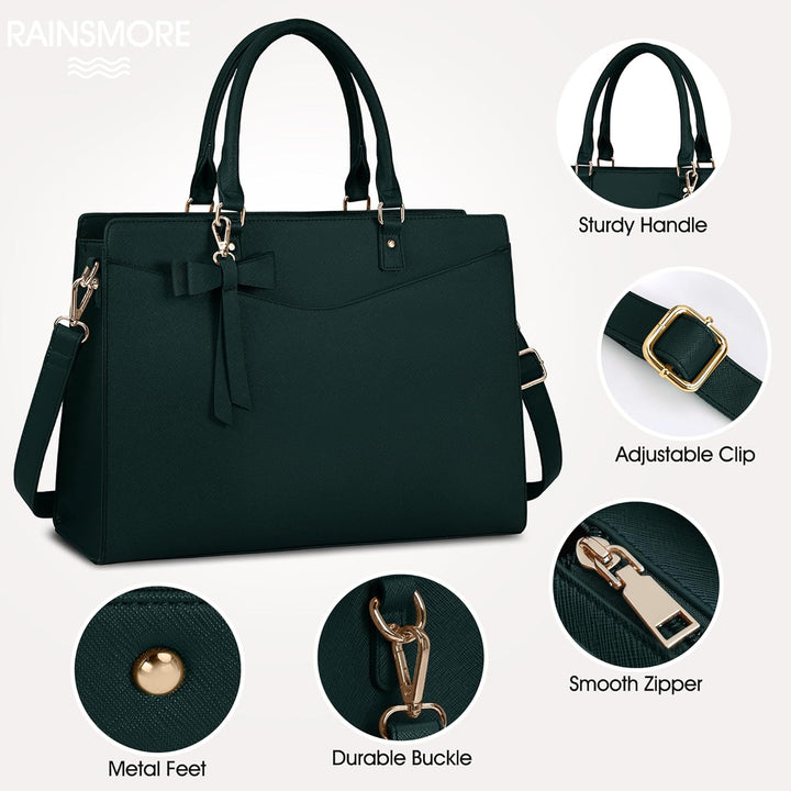 Waterproof PU Leather Laptop Bag with Multifunctional Design for Women