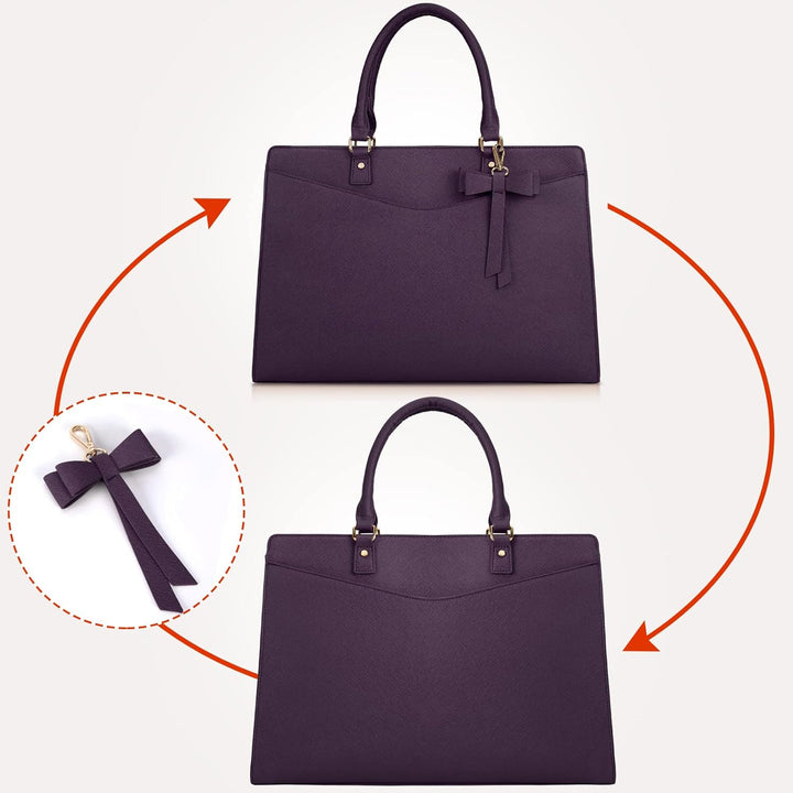 Waterproof PU Leather Laptop Bag with Multifunctional Design for Women