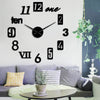 Large Long Wall Clock with 3D Adhesive Numbers and Minimalist Metal Hands Vintage