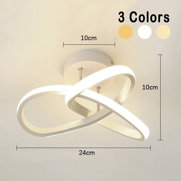 LED Ceiling Light Fixture with Low Profile Flush Mount Modern Overlapping Rings Design