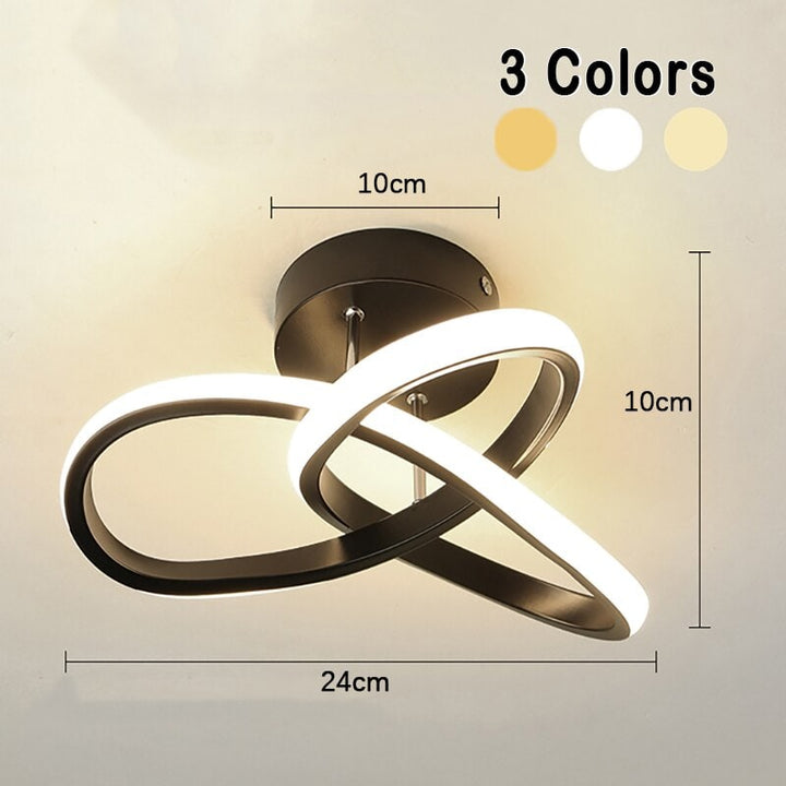 LED Ceiling Light Fixture with Low Profile Flush Mount Modern Overlapping Rings Design