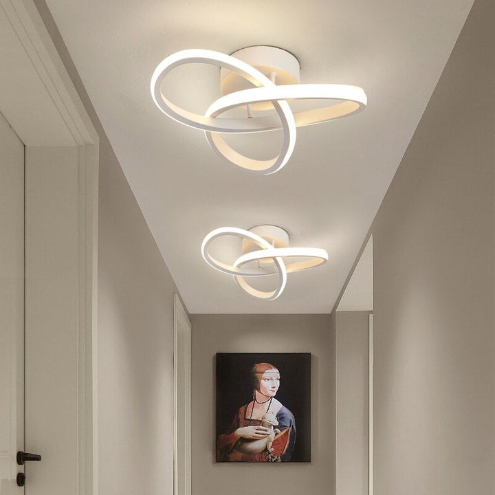 LED Ceiling Light Fixture with Low Profile Flush Mount Modern Overlapping Rings Design