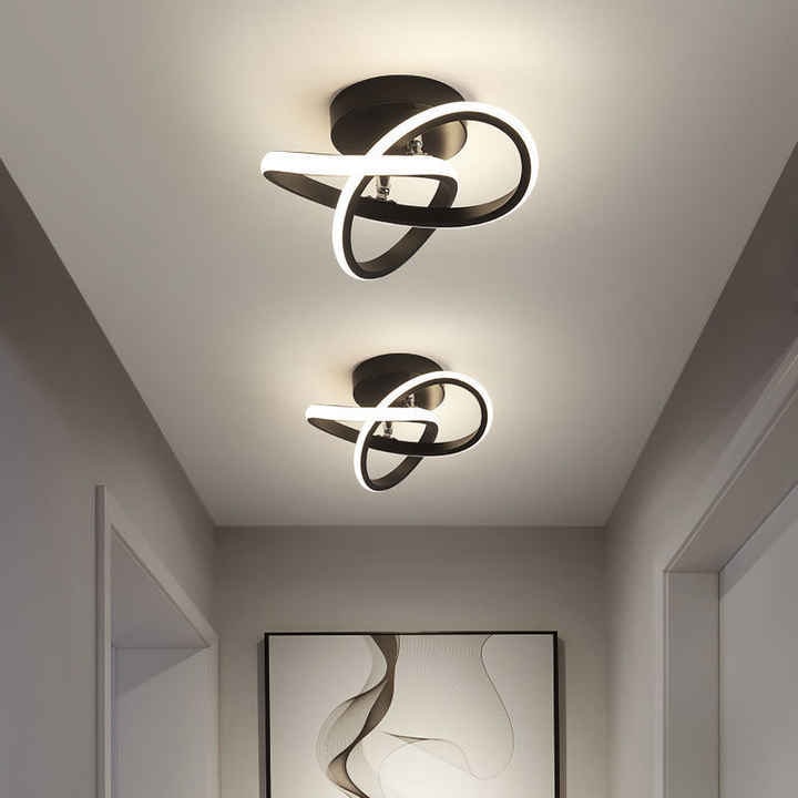 LED Ceiling Light Fixture with Low Profile Flush Mount Modern Overlapping Rings Design