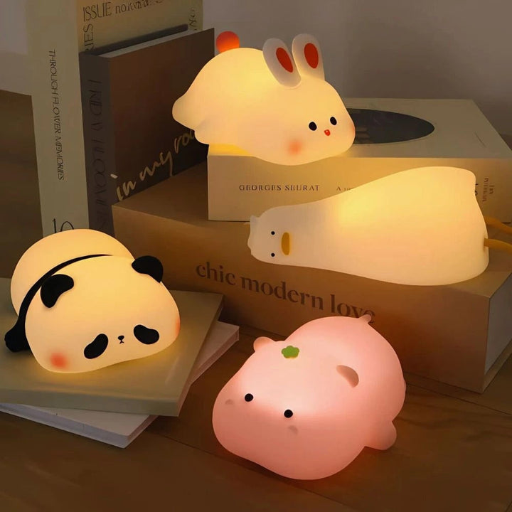 LED Night Light Rechargeable Silicone Portable Squishy Animal Warm White