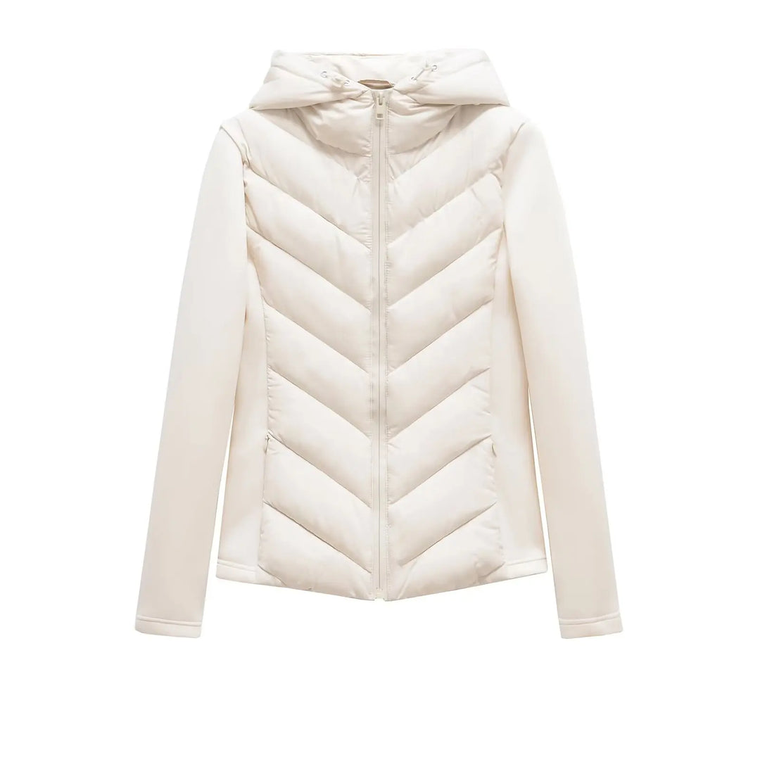 Lightweight Women's Quilted Winter Jacket with Hood and Hidden Pockets.