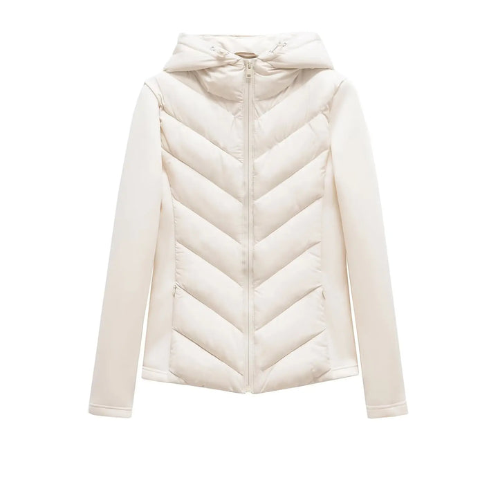 Lightweight Women's Quilted Winter Jacket with Hood and Hidden Pockets.