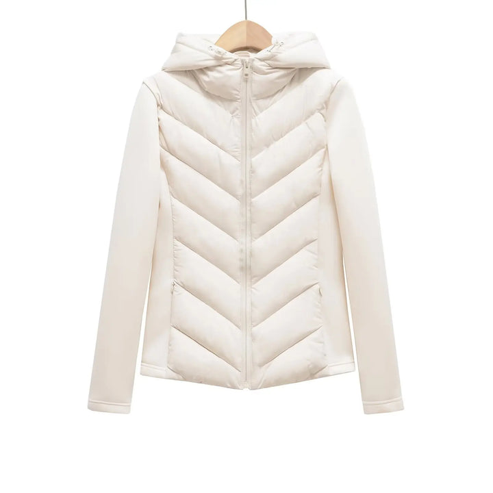 Women's Lightweight Quilted Winter Jacket with Hood and Hidden Pockets
