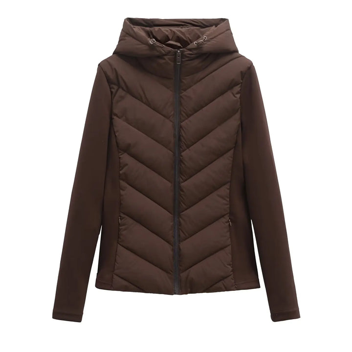 Women's Lightweight Quilted Winter Jacket with Hood and Hidden Pockets