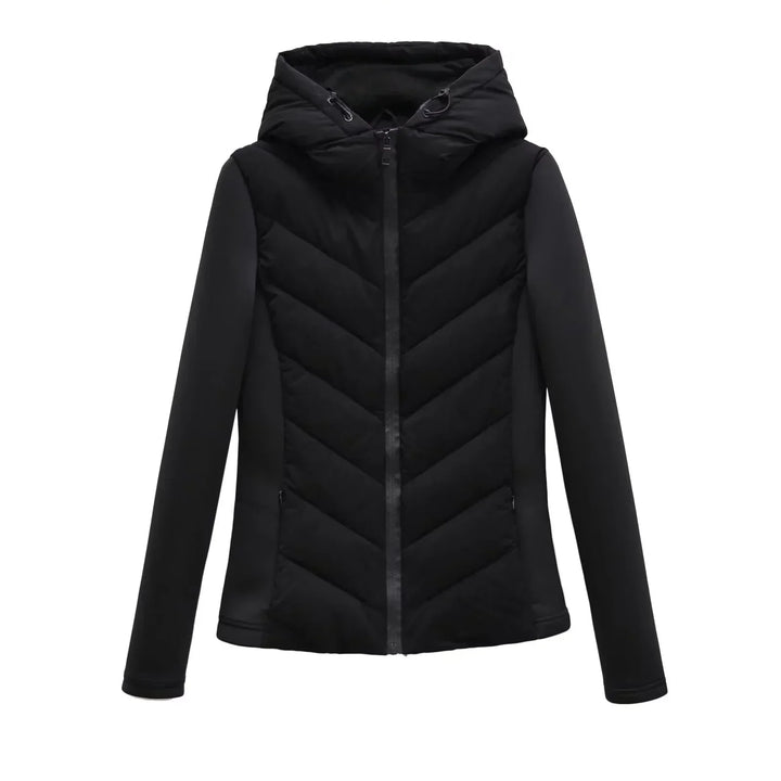 Women's Lightweight Quilted Winter Jacket with Hood and Hidden Pockets