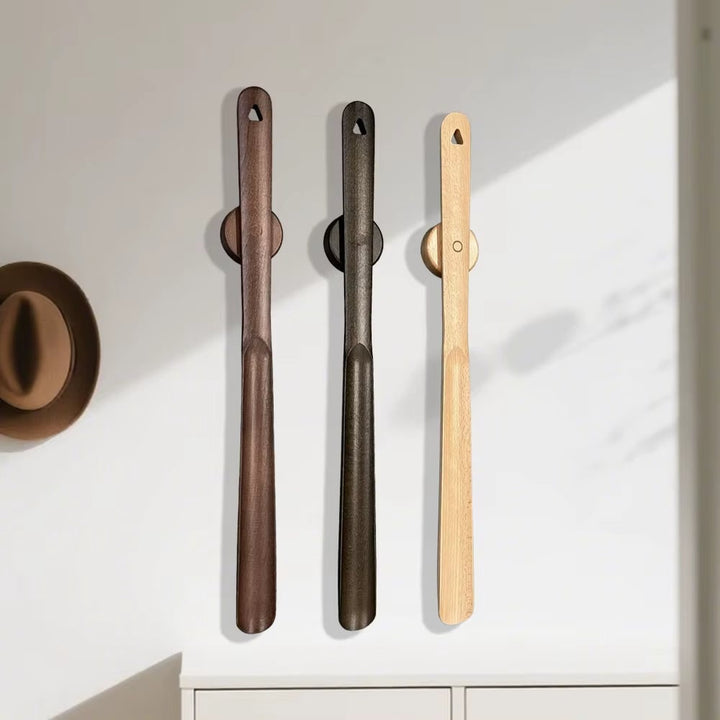 Long Shoe Horn Wooden Magnetic Wall Mount Standing Protection With Handle