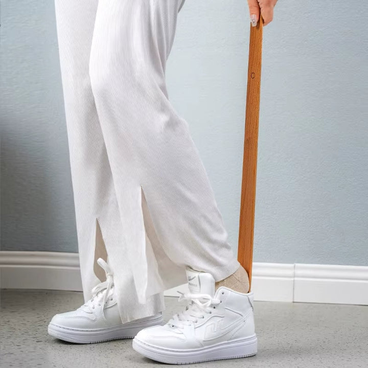 Long Shoe Horn Wooden Magnetic Wall Mount Standing Protection With Handle