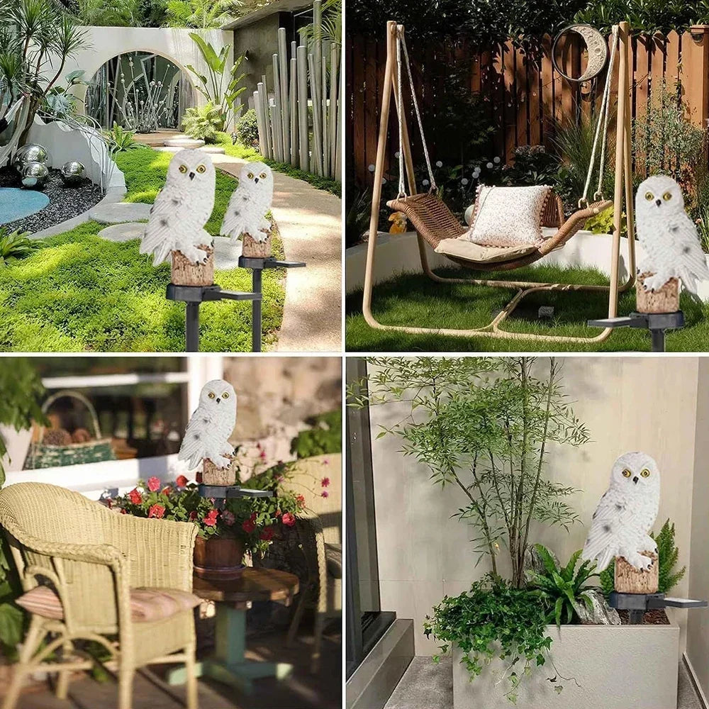 Solar owl garden light with warm white LED, waterproof IP65, 45 cm
