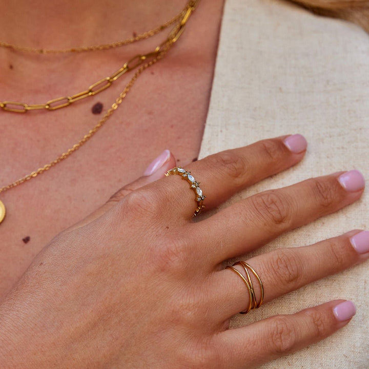 Luxe Crystal Gold Ring