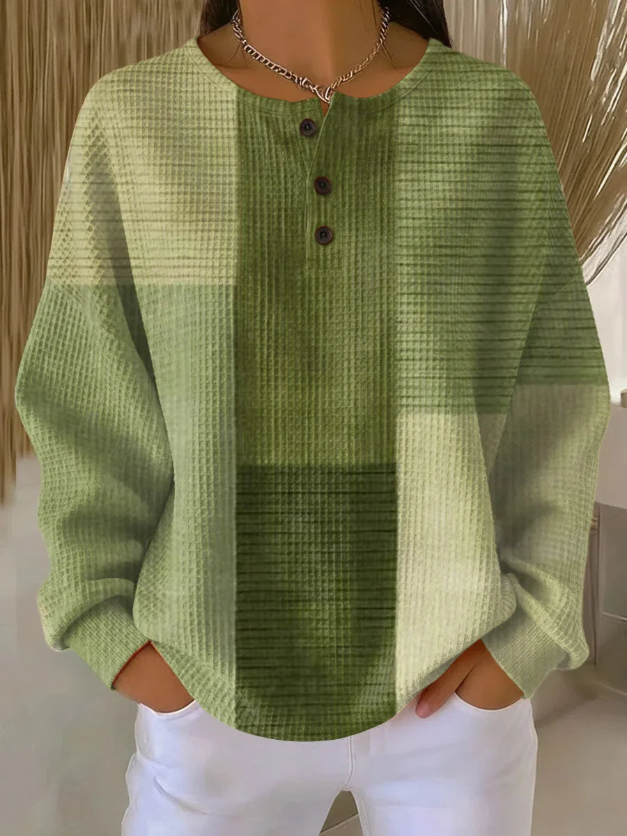 Colourblock Waffle-Knit Henley Top