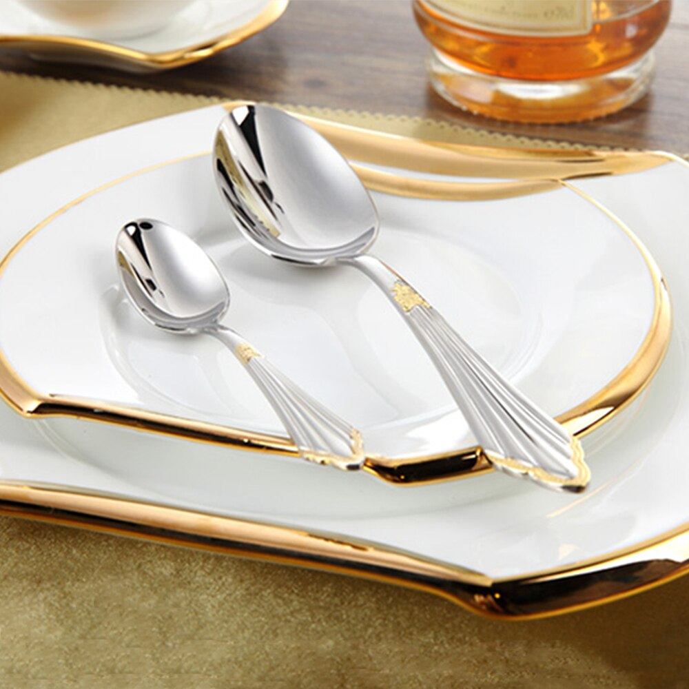 24 or 48-Piece Stainless Steel Cutlery Set with Gold Finish – GlowCut