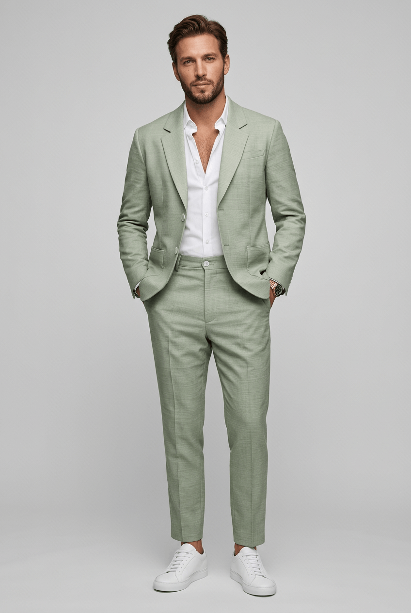 Men's Slim Fit Suit – Two-Piece with Notch Lapels, Suitable for Work and Formal Occasions