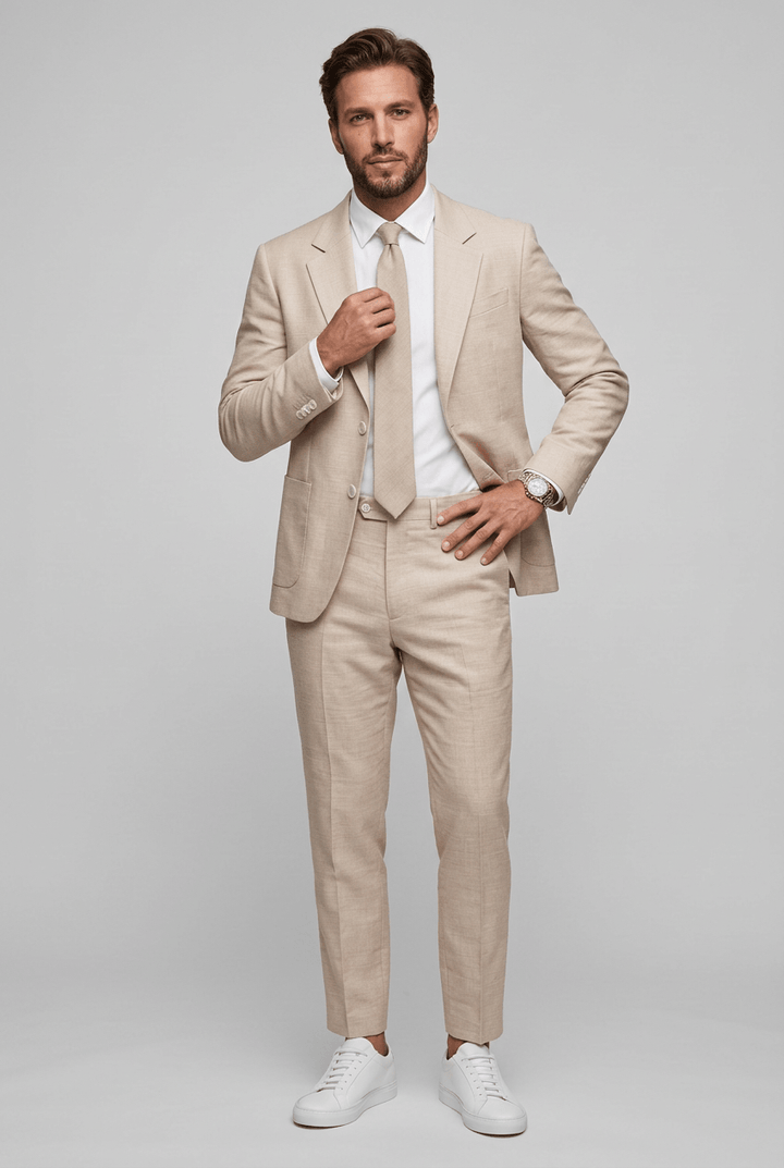 Men's Slim Fit Suit – Two-Piece with Notch Lapels, Suitable for Work and Formal Occasions