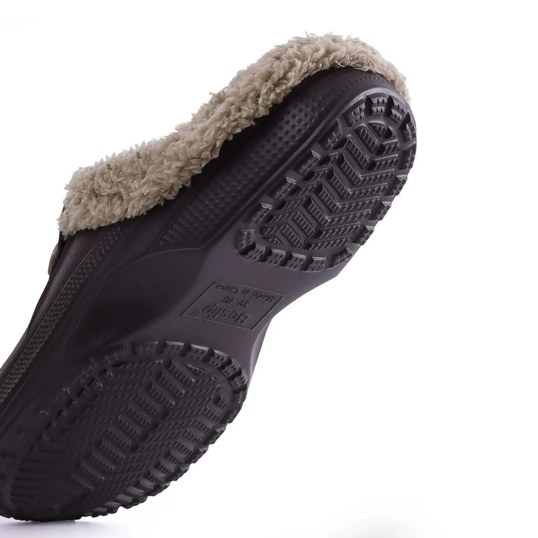 Men's Waterproof Winter Clogs with Fleece Lining and Non-Slip Sole