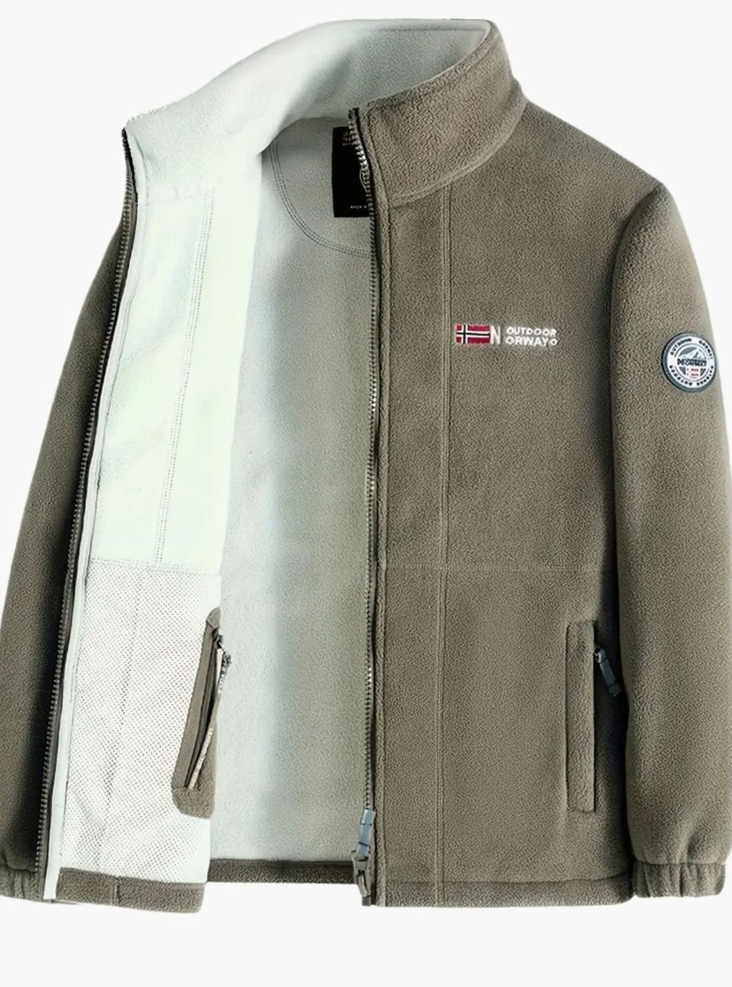 Men's Fleece Cardigan with Stand-Up Collar and Full Zip