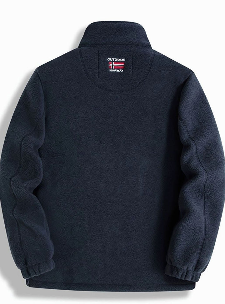 Men's Fleece Cardigan with Stand-Up Collar and Full Zip
