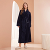 Men's and Women's Flannel Fleece Dressing Gown - Warm Winter Robe with Belt and Shawl Collar