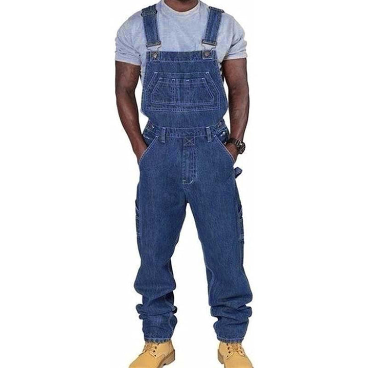 Men's Denim Dungarees Loose Fit – Work Overalls with Multiple Pockets