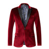 Men's Velvet Dinner Jacket with Satin Lapels and Single Button