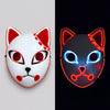 Halloween LED Fox Kitsune Mask with Light-Up Japanese Demon Design for Cosplay Party Costume