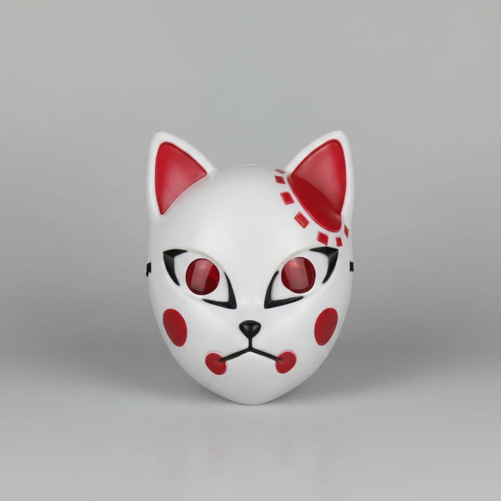 Halloween LED Fox Kitsune Mask with Light-Up Japanese Demon Design for Cosplay Party Costume
