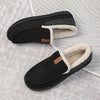 Mens House Slippers Moccasin Slip-On Fleece Rubber Sole Suede Warm