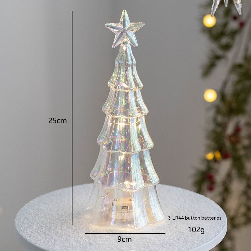 Pre Lit Glass Tabletop Christmas Tree with LED Lights and Star Topper