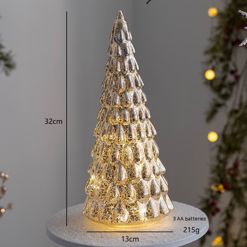 Pre Lit Glass Tabletop Christmas Tree with LED Lights and Star Topper