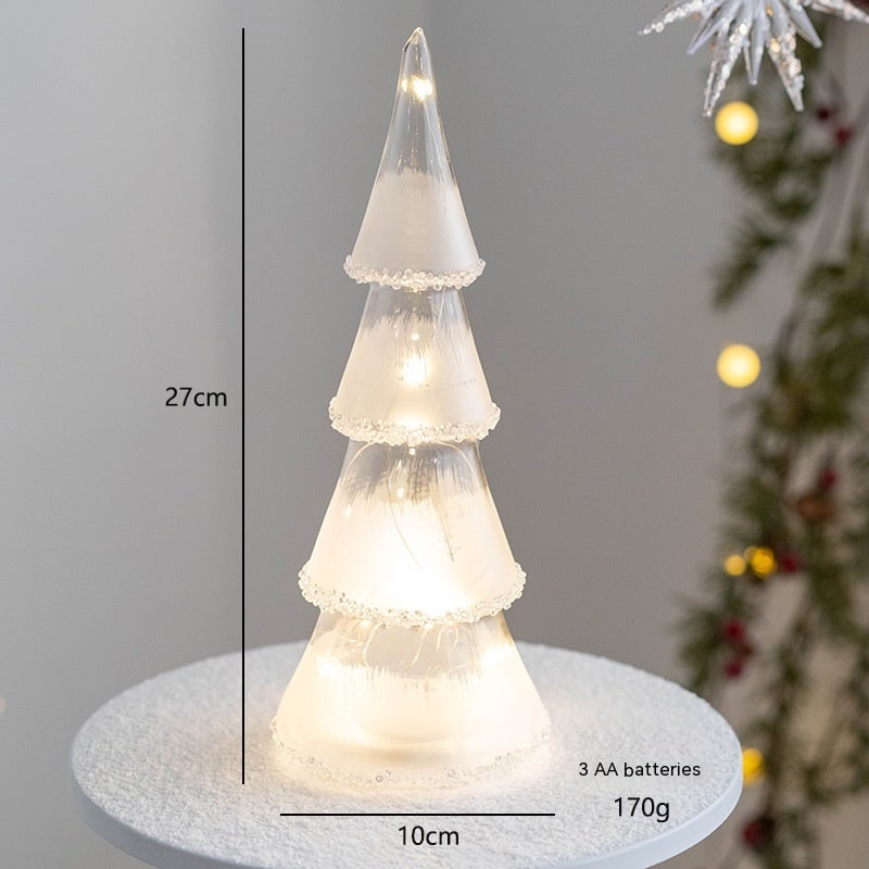Pre Lit Glass Tabletop Christmas Tree with LED Lights and Star Topper