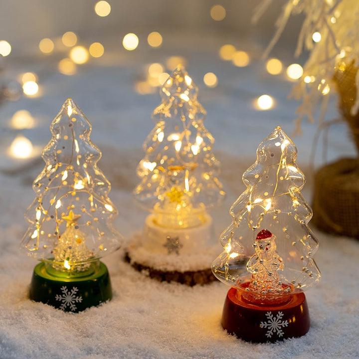 Pre Lit Glass Tabletop Christmas Tree with LED Lights and Star Topper