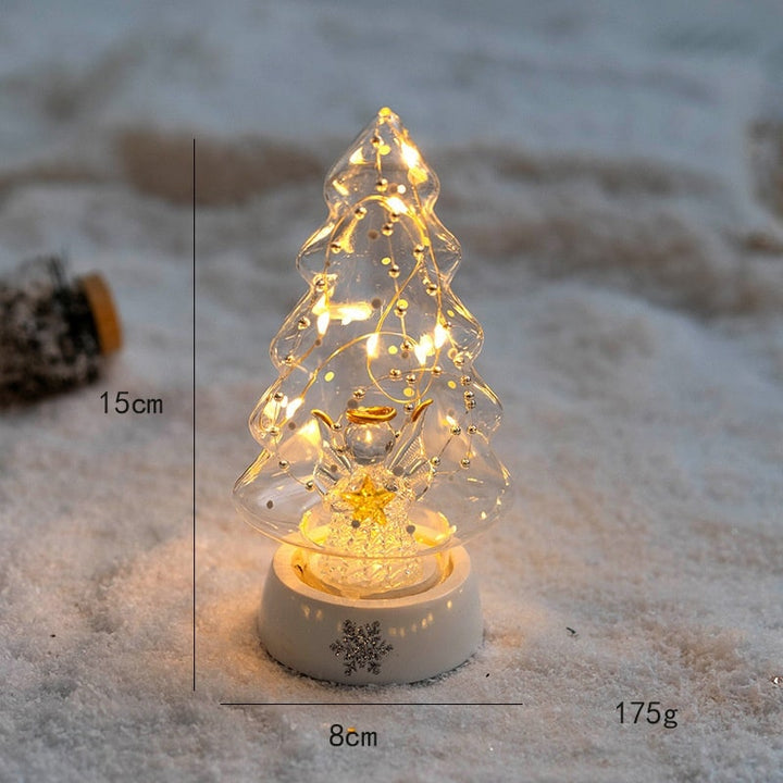 Pre Lit Glass Tabletop Christmas Tree with LED Lights and Star Topper