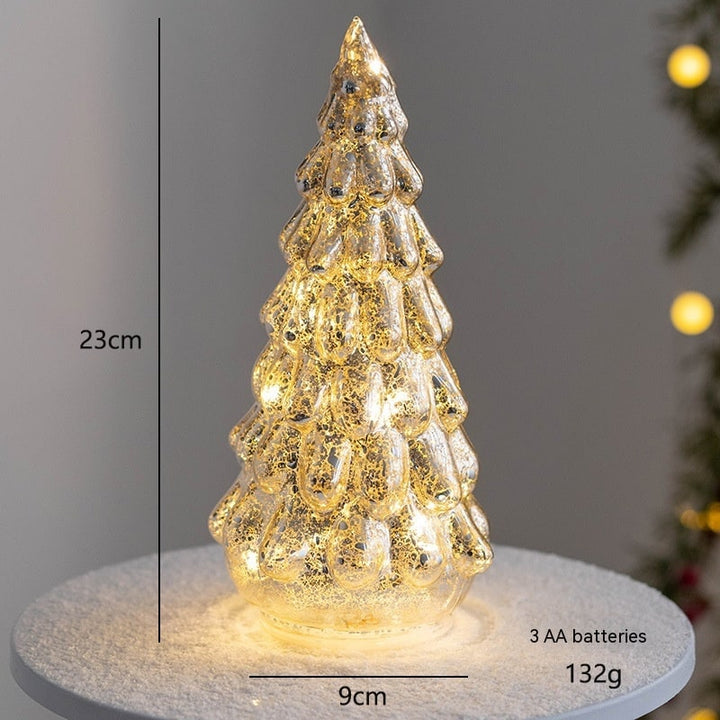 Pre Lit Glass Tabletop Christmas Tree with LED Lights and Star Topper