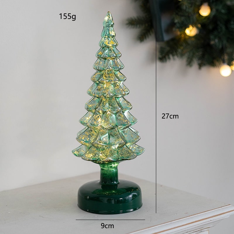 Pre Lit Glass Tabletop Christmas Tree with LED Lights and Star Topper